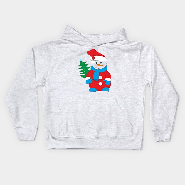 Snowman Kids Hoodie by Alekvik